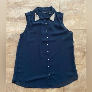 NWOT Speed Limit MPH Beaded Collar Chiffon Blouse